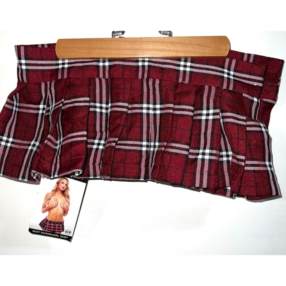 Sexy Schoolgirl Red Plaid Pleated Skirt By Teasers S/M Womens Flirty Costume